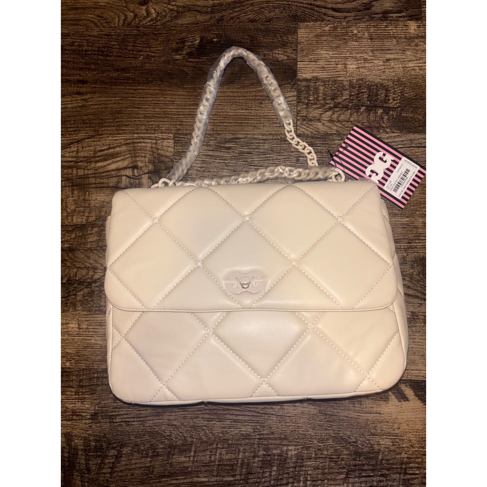 Gilda Paris Large Quilted Handbag Off White Diamond Stitch Chain Strap GGH-534